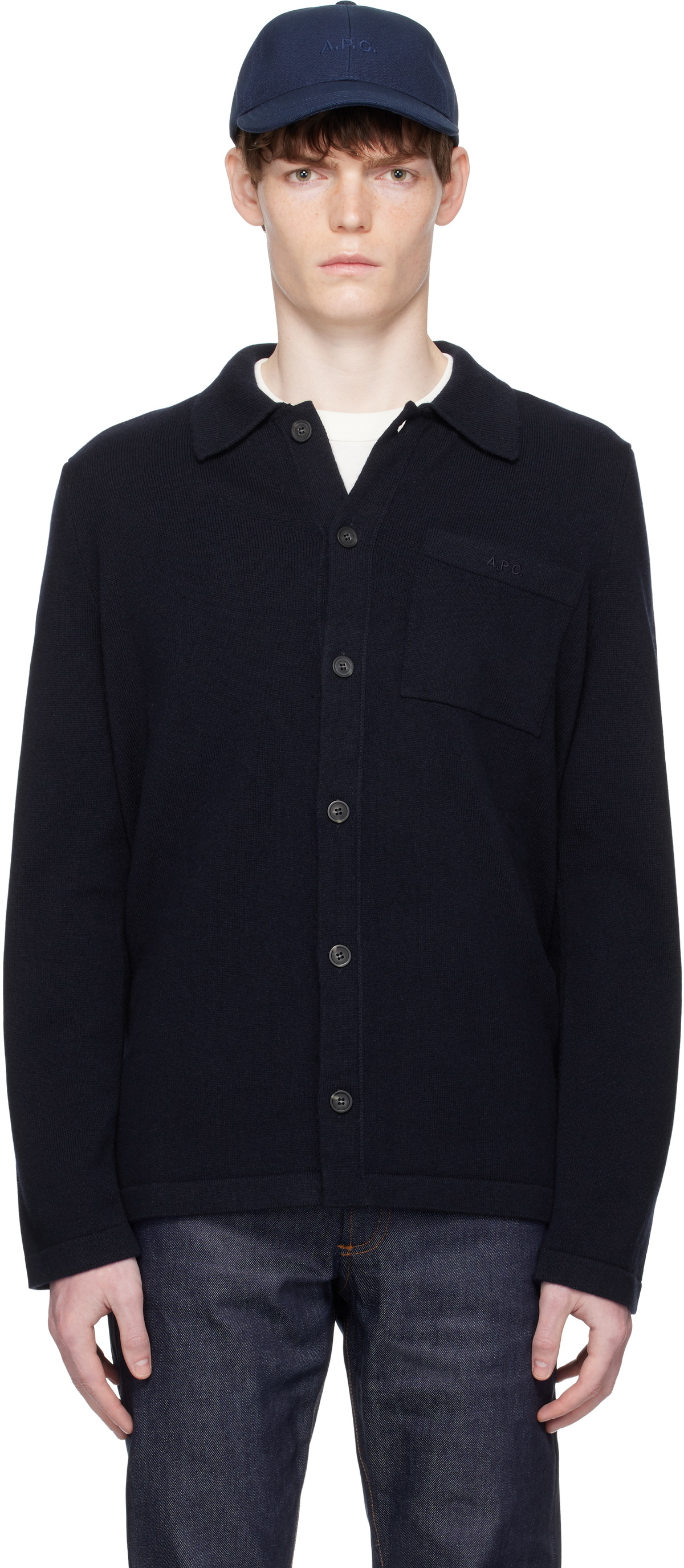 ニット・セーター A.P.C. Chandler Knit Dark Navy WOAOXH23157IAK WOAOXH23157IAK A.P.C. Navy Chandler Sweater A.P.C.