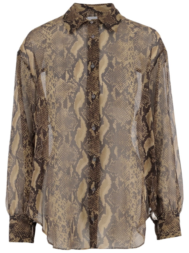 Photo: Aspesi Python-print Silk Shirt