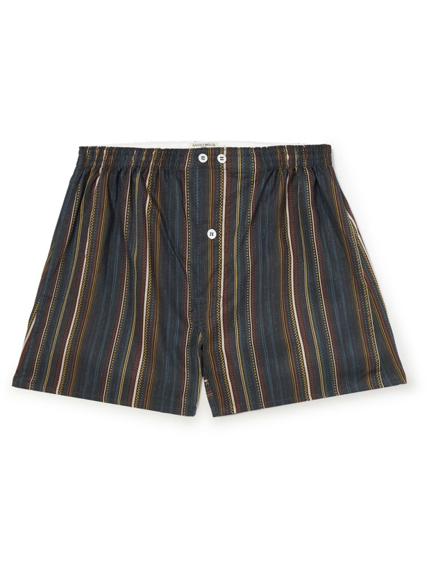 Photo: Anonymous ism - Slim-Fit Striped Lyocell Boxer Shorts - Gray