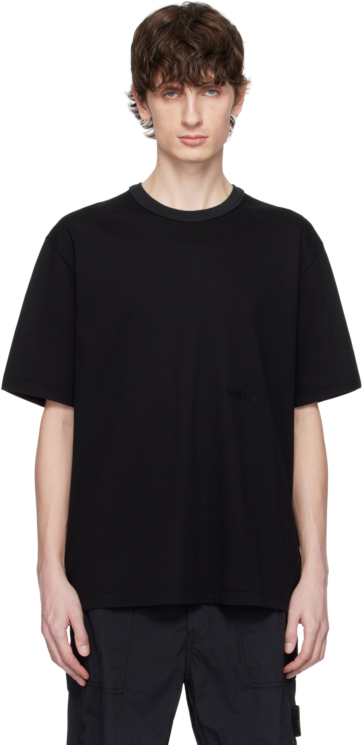 STONE ISLAND Long Sleeve Patch T-shirt 'Black' 101522713-A0029