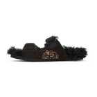 By Walid Black Shearling Yves Sandals