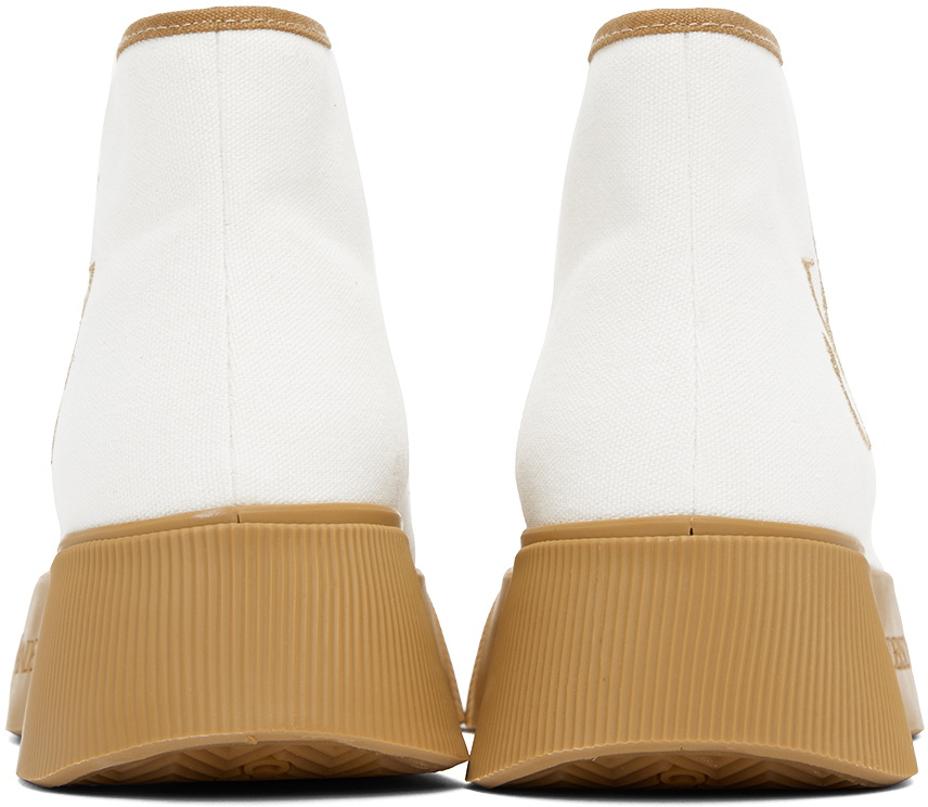 JW Anderson White Canvas High Top Chunky Trainers Tan Sole Embroidered sz 44 JW Anderson White & Tan High Top Sneakers JW Anderson main image 3