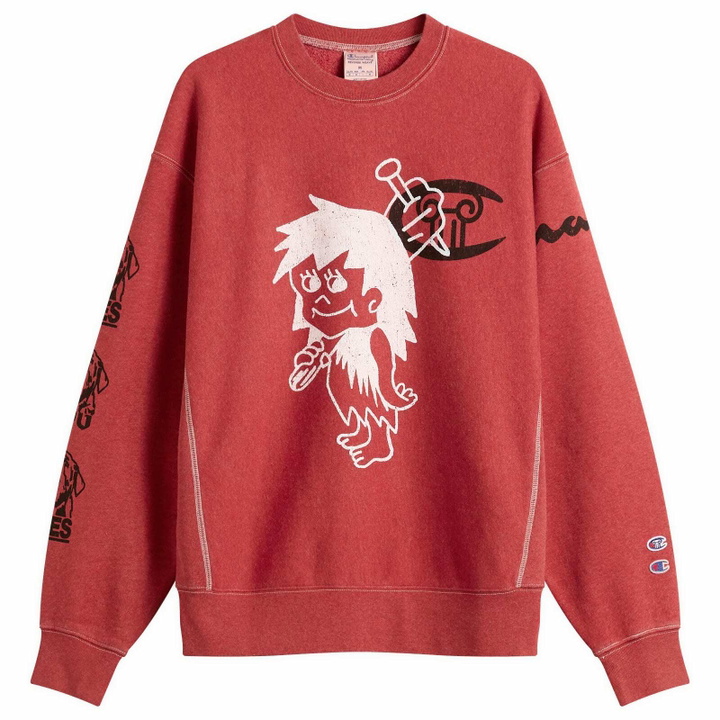 Photo: Champion Men's x Aries Worry Sweatshirt in Red