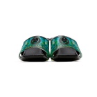 Versace Green and Blue Hologram Jungle Print Mules