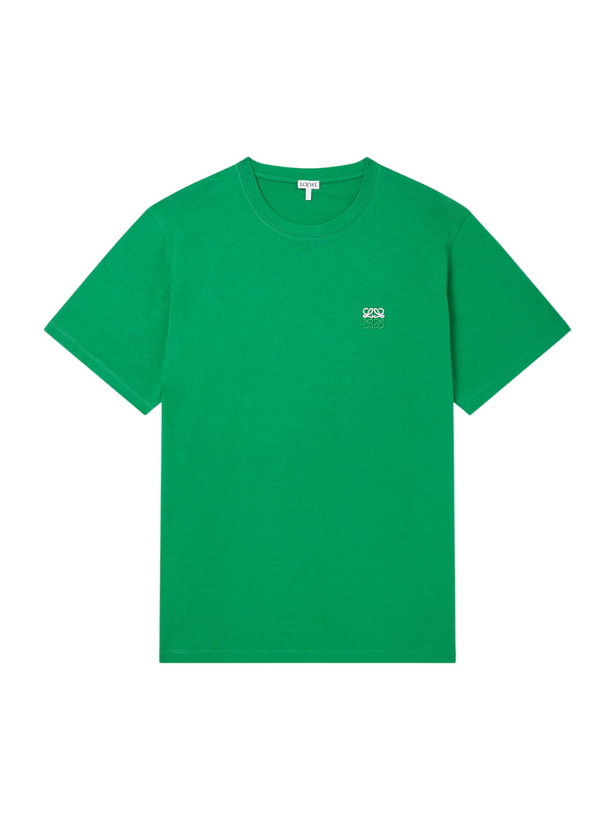 Photo: LOEWE - Anagram-Embroidered Cotton-Jersey T-Shirt - Green