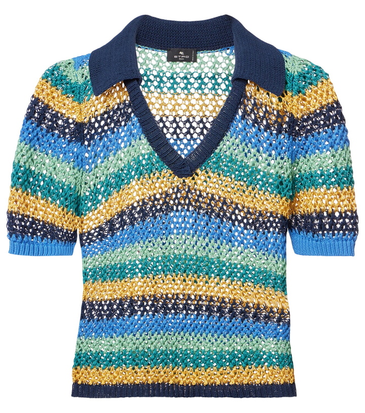 Photo: Etro Knitted striped cotton-blend crop top