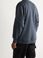 WTAPS - Home Base Logo-Appliquéd Fleece-Back Cotton-Blend Jersey Sweatshirt - Blue - S