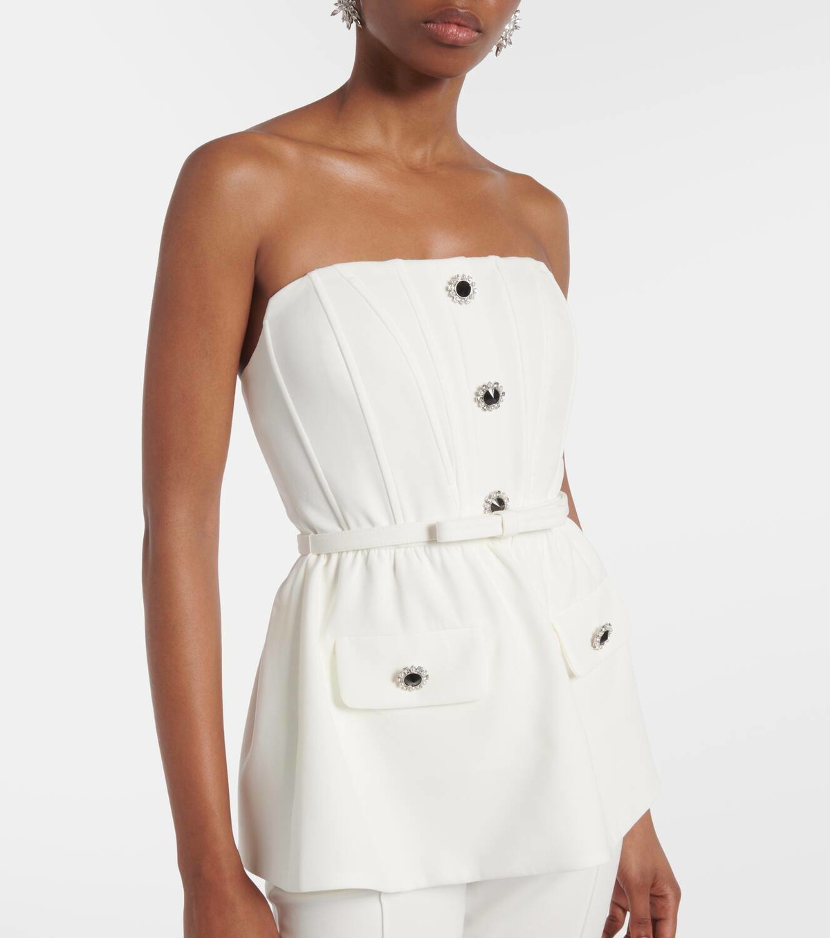 Self-Portrait Strapless crêpe jumpsuit