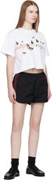 Casablanca White Butterfly Boxy Cropped T-shirt