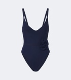 Karla Colletto Rosetta floral-appliqué swimsuit