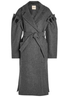 Akyn Zaria Bead-embellished Belted Wool Coat Grey