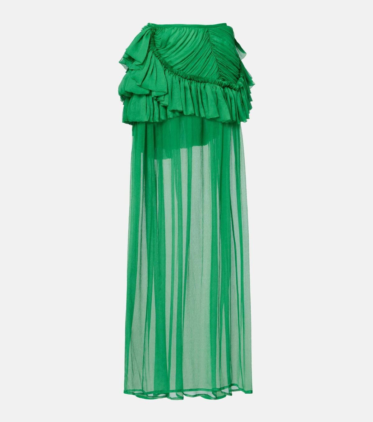 Dries Van Noten Ruffled silk muslin maxi skirt