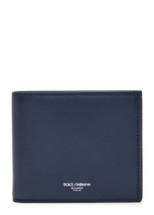 Dolce & Gabbana Logo Grained Leather Wallet - Navy - One Size