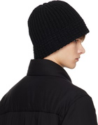 YOHJI YAMAMOTO Black Cardigan Stitch Knit Beanie