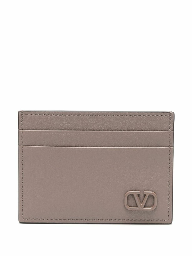 Photo: Valentino Garavani Grey VLogo Signature Leather Card Holder