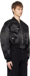 Mugler Black Cropped Bomber Jacket