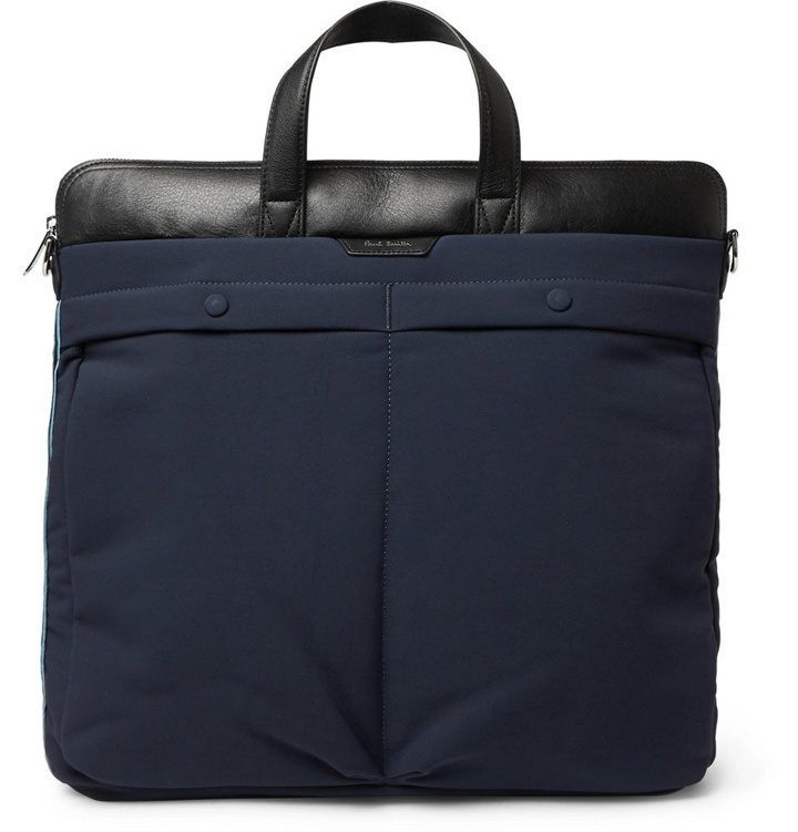 Photo: Paul Smith - Leather-Trimmed Canvas Tote Bag - Navy