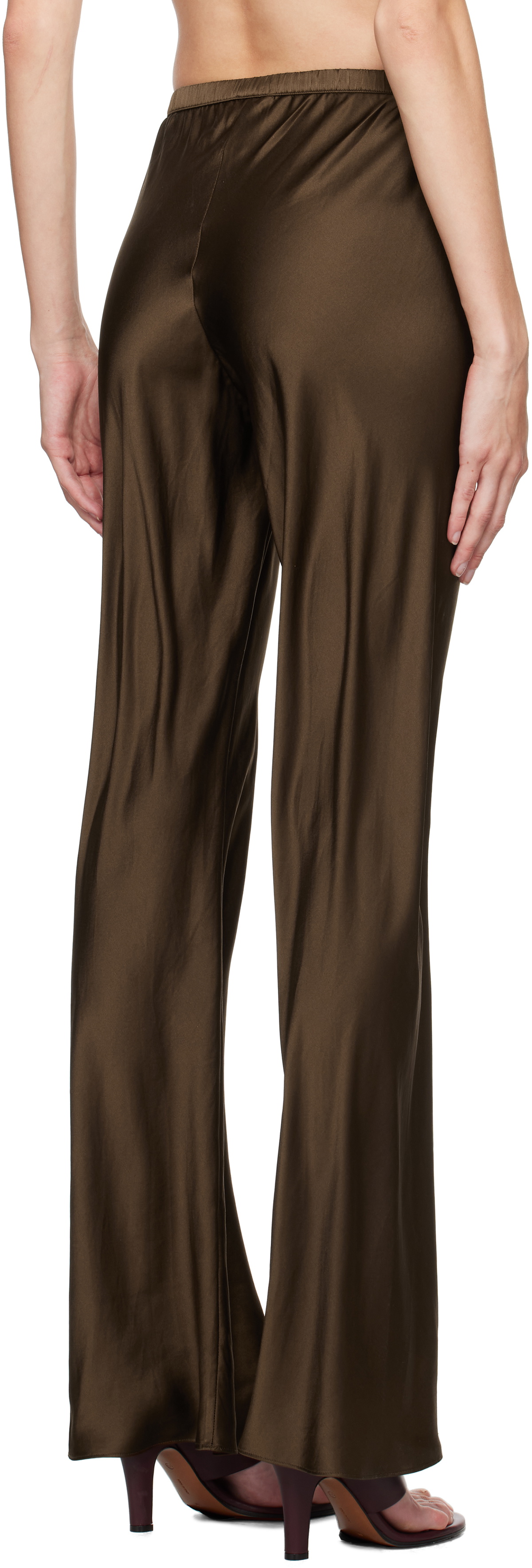 Silk Laundry Brown Bias Cut Lounge Pants