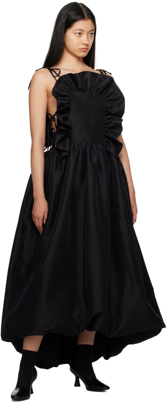 Kika Vargas Black Ramya Midi Dress