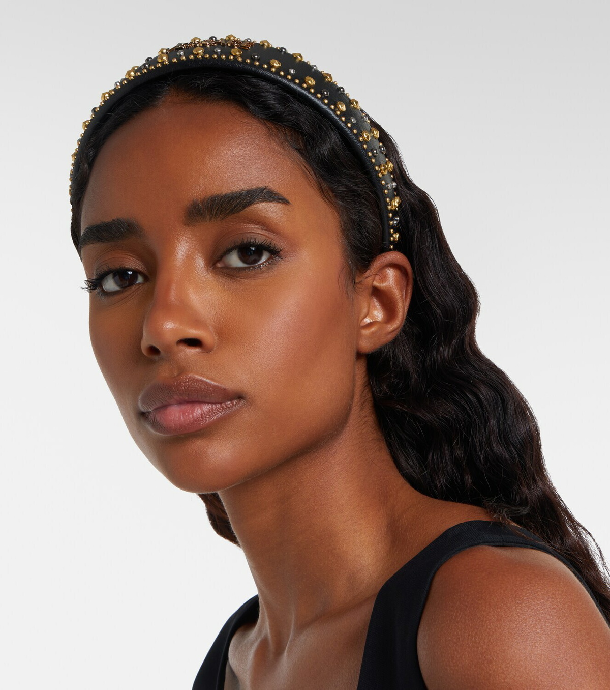 Versace Logo embellished leather headband