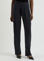 Norma Kamali Striped Stretch-jersey Trousers Navy