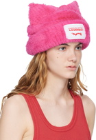 Charles Jeffrey LOVERBOY Pink Fluffy Chunky Ears Beanie