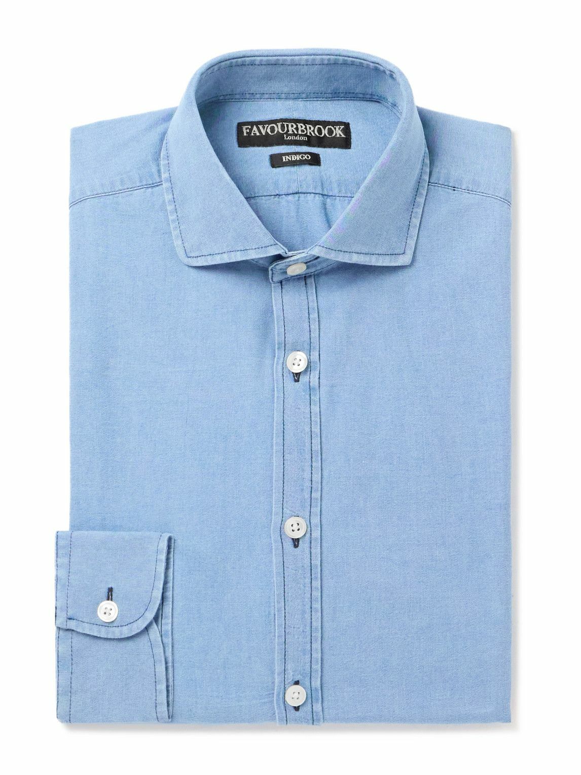 Favourbrook - Burlington Cutaway-Collar Indigo-Dyed Cotton-Chambray Shirt - Blue
