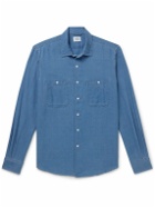 Aspesi - Slim-Fit Herringbone Cotton Shirt - Blue