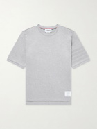 Thom Browne - Logo-Appliquéd Striped Cotton-Jersey T-Shirt - Gray