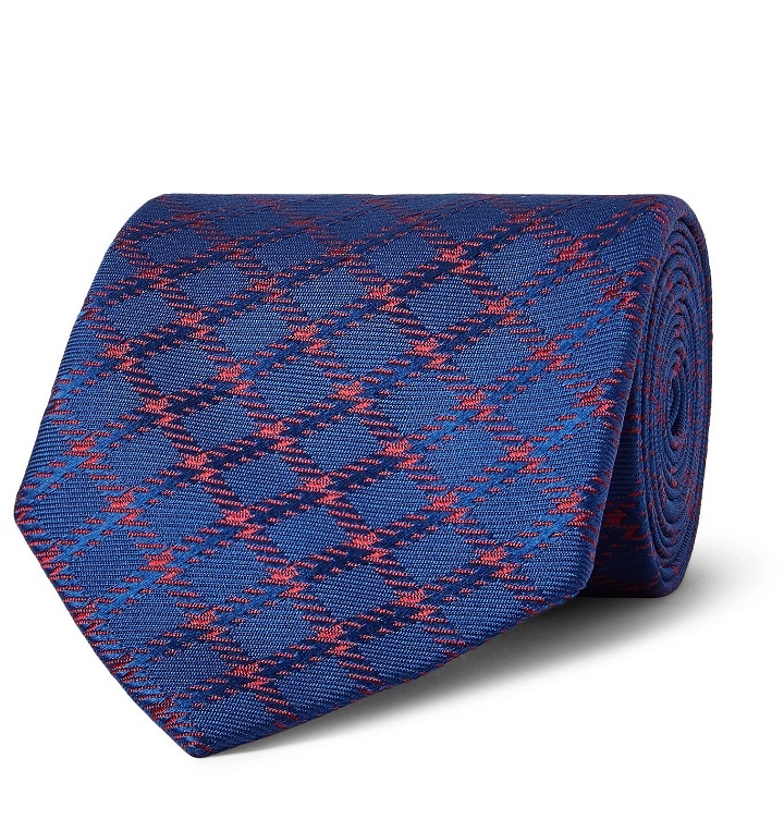 Photo: Charvet - 8.5cm Checked Silk-Jacquard Tie - Blue