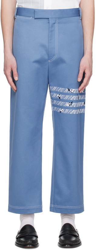 Photo: Thom Browne Blue 4-Bar Trousers