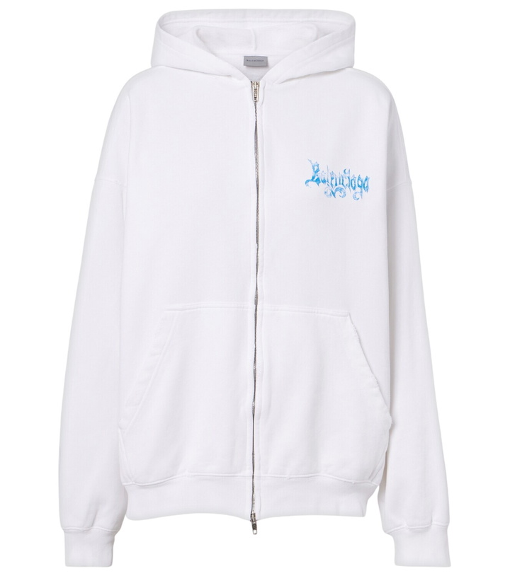 Photo: Balenciaga Logo cotton jersey zip-up hoodie
