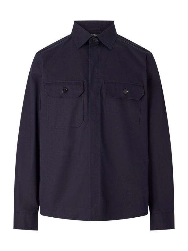 Photo: Zegna - Cotton-Blend Overshirt - Blue