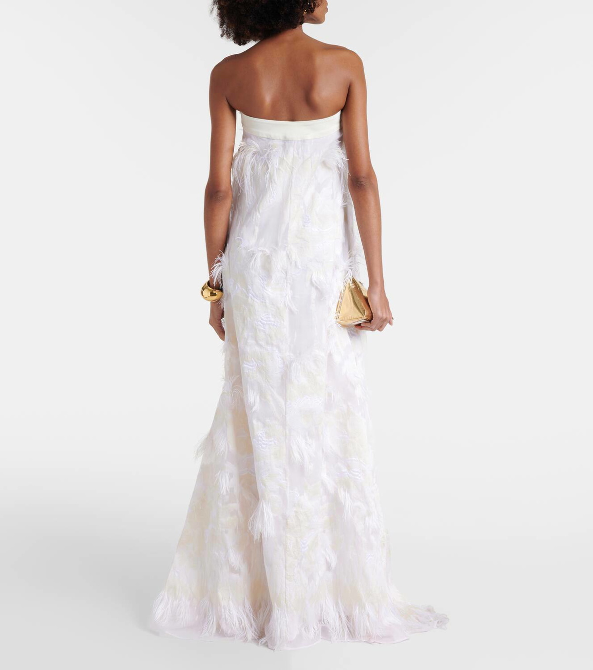 Taller Marmo Bridal Trapeze fringed jacquard gown