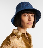 Zimmermann Embroidered denim bucket hat