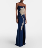Costarellos Fara crystal-embellished crêpe gown