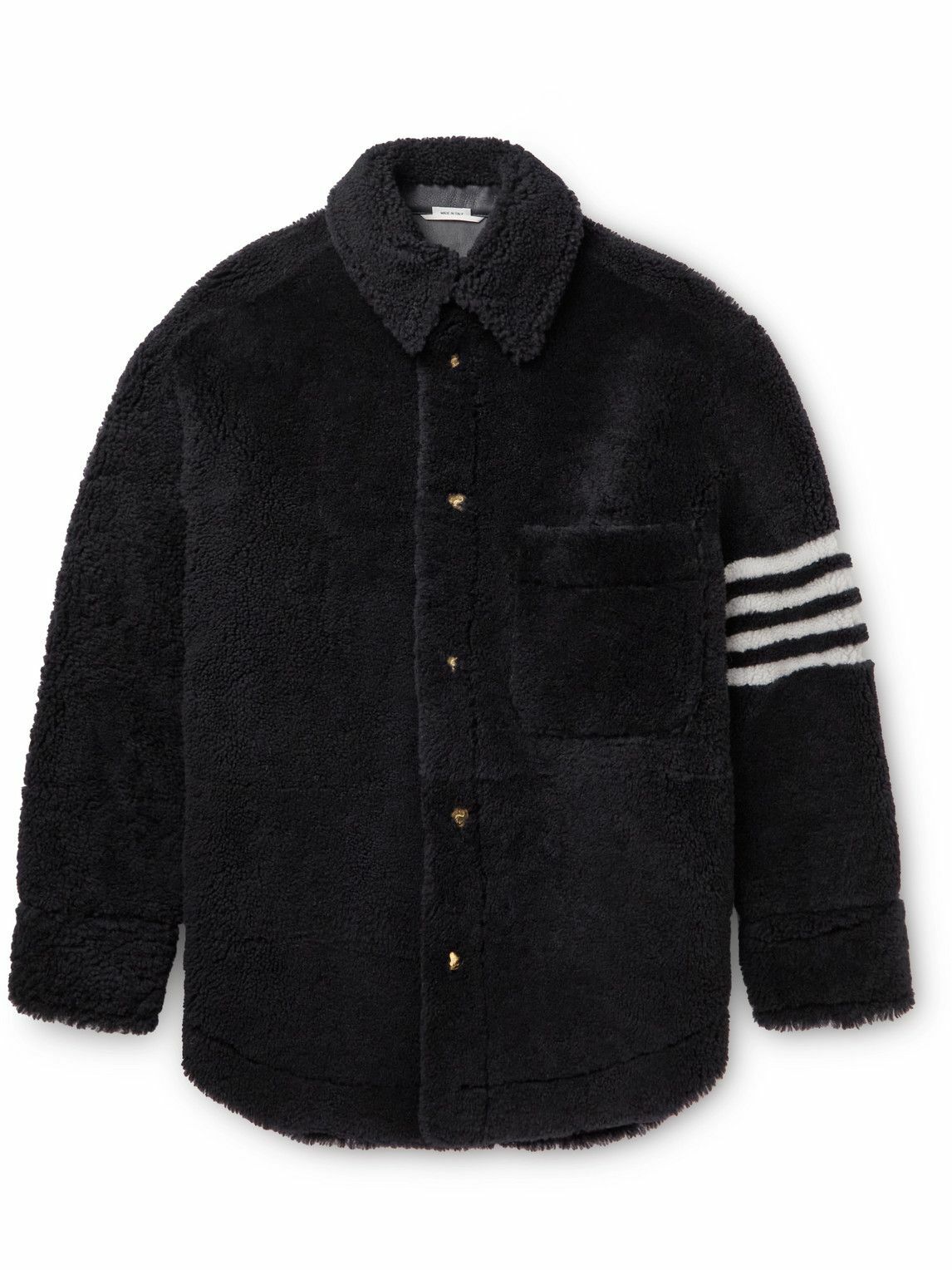 Thom Browne - Oversized Striped Shearling Jacket - Blue Thom