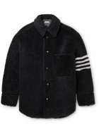 Thom Browne - Oversized Striped Shearling Jacket - Blue