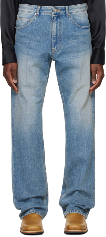 Photo: System Blue Straight Slim Bootscut Denim Jeans