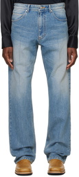 System Blue Straight Slim Bootscut Denim Jeans