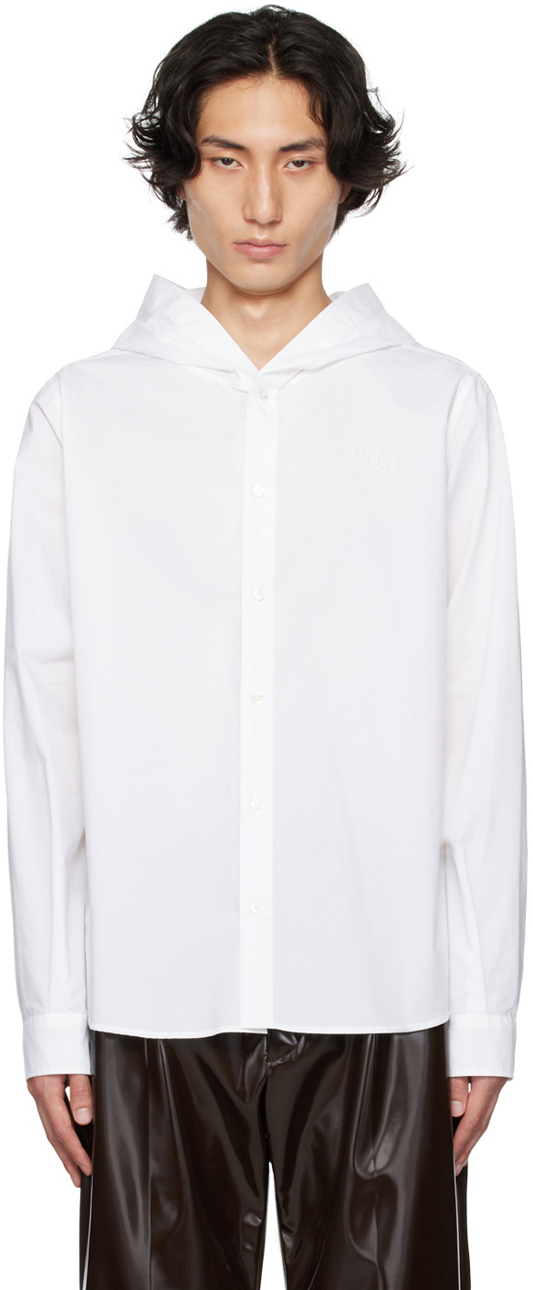 MM6 Maison Margiela White Hooded Shirt MM6 Maison Margiela