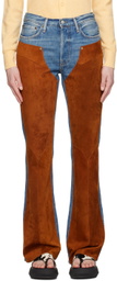 Acne Studios Blue Paneled Leather Pants