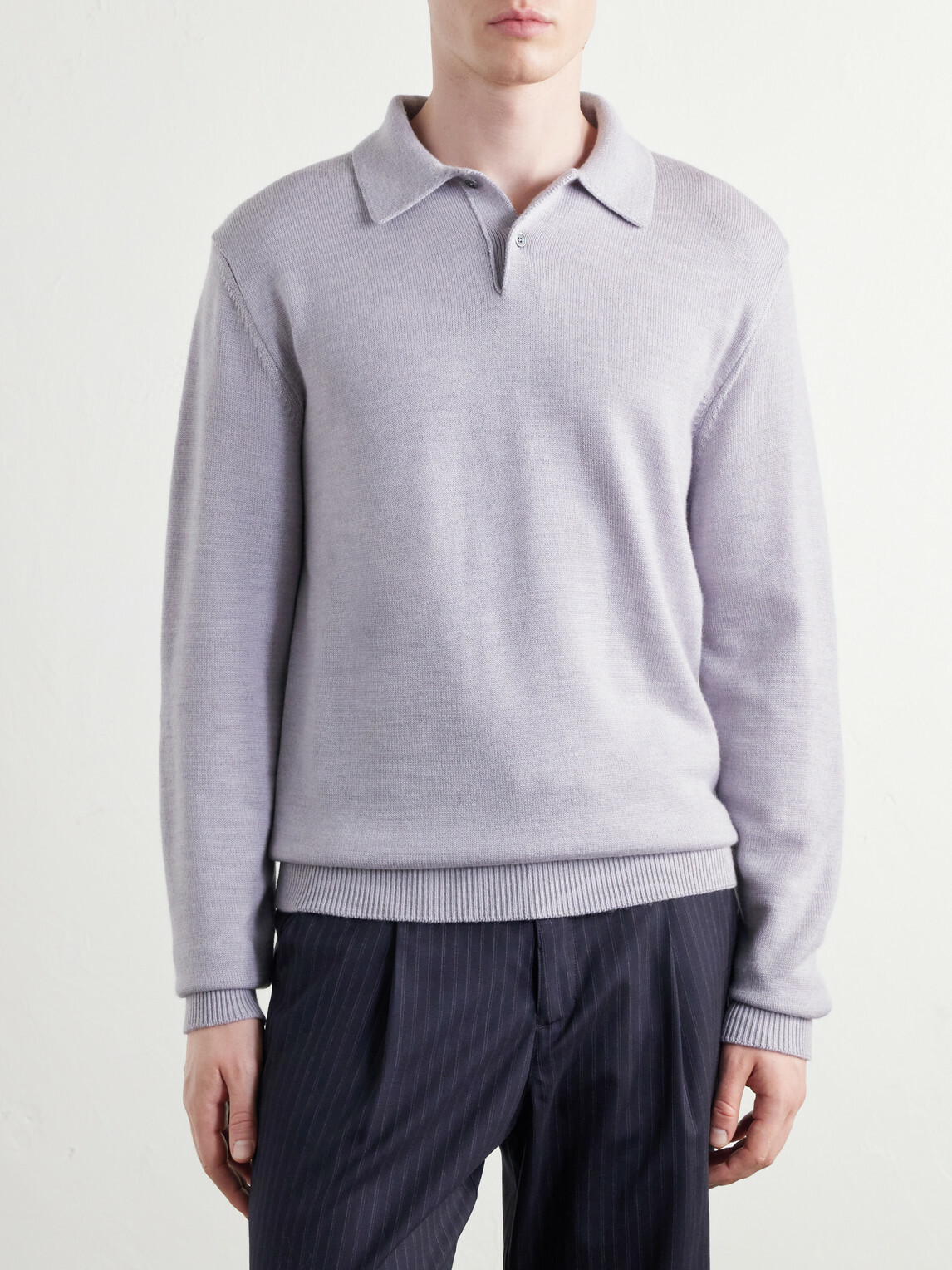 Mr P. - Merino Wool Polo Shirt - Gray