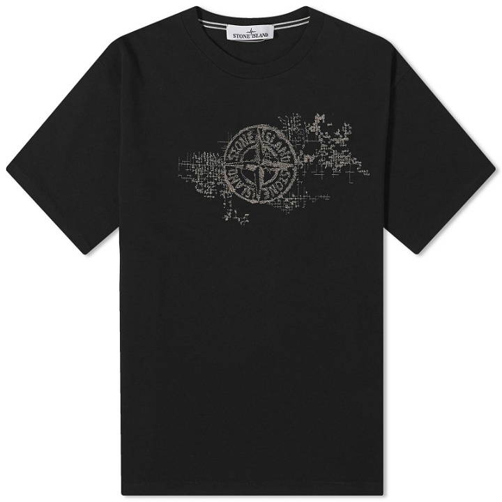 Photo: Stone Island Men's Camo Three Badge Print T-Shirt in Black