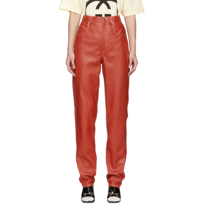 Photo: Gucci Orange Leather Trousers