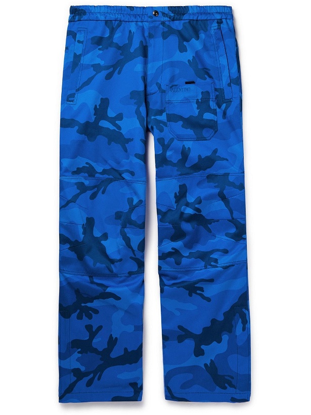 Photo: Valentino - Wide-Leg Camouflage-Print Cotton-Twill Cargo Trousers - Blue