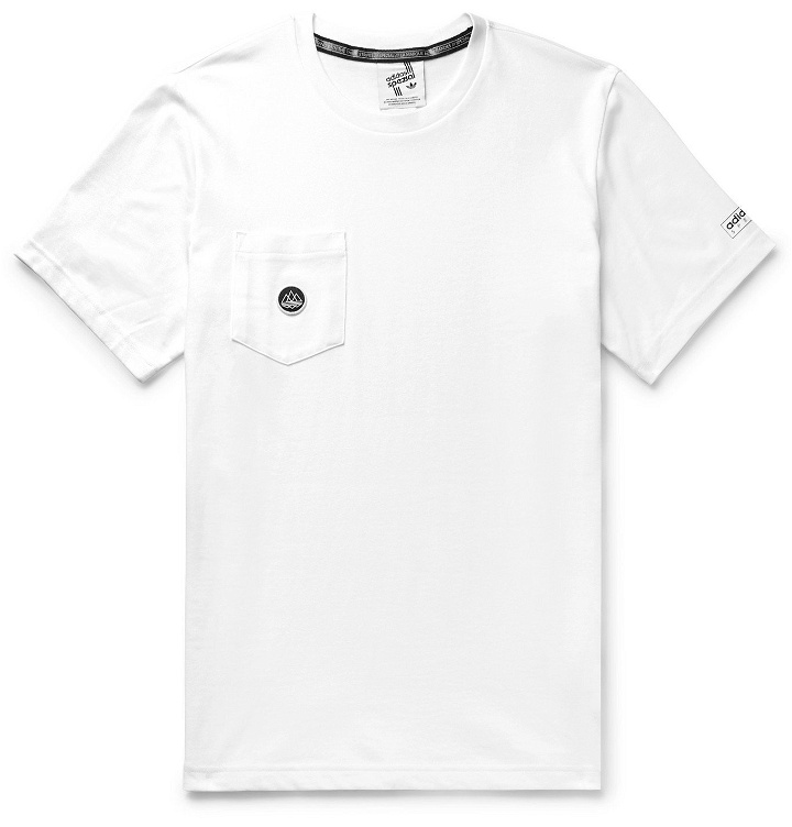 Photo: adidas Consortium - SPEZIAL Hartcliffe Logo-Appliquéd Cotton-Blend Jersey T-Shirt - White