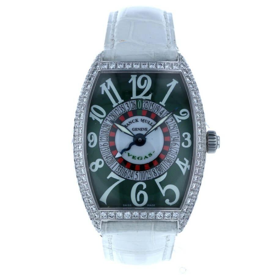 Franck Muller Tonneau Curvex Vegas 18K White Gold Mens Watch 6850-VEGASD