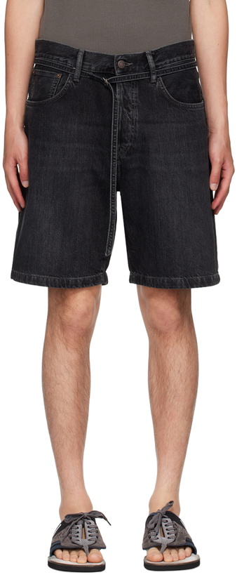 Photo: Acne Studios Black Loose-Fit Denim Shorts