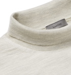 Lanvin - Stripe-Trimmed Mélange Wool Rollneck Sweater - Men - Cream